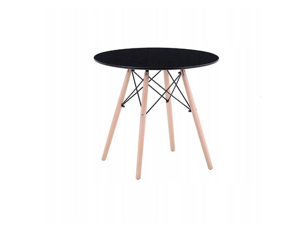 ShopJK Jedálenský stôl 80 cm čierny, škandinávsky štýl